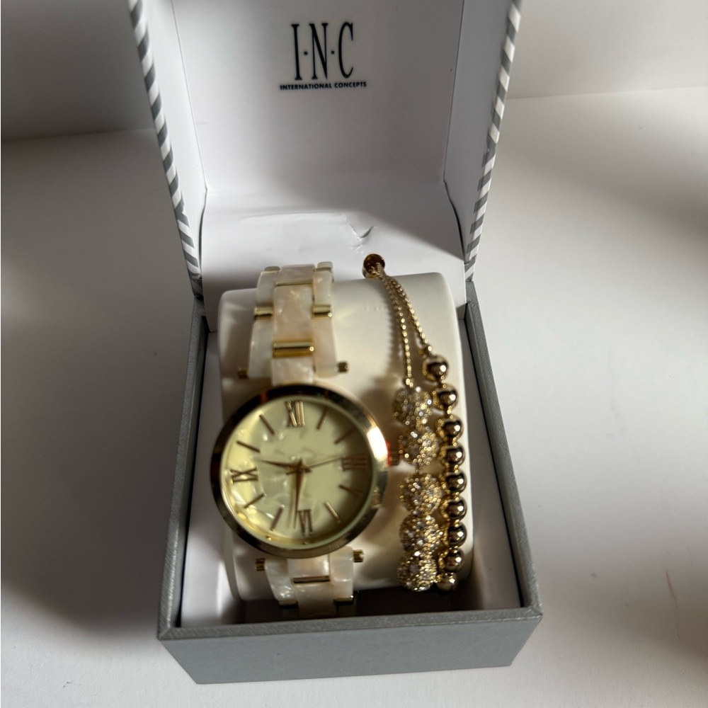 INC Gold Watch with Bracelet Set